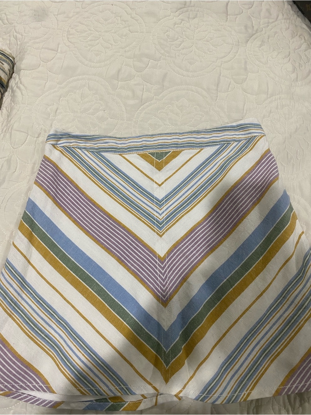 Free People Chevron Stripe A-Line Skirt in White, Blue, Gold, and Lavender